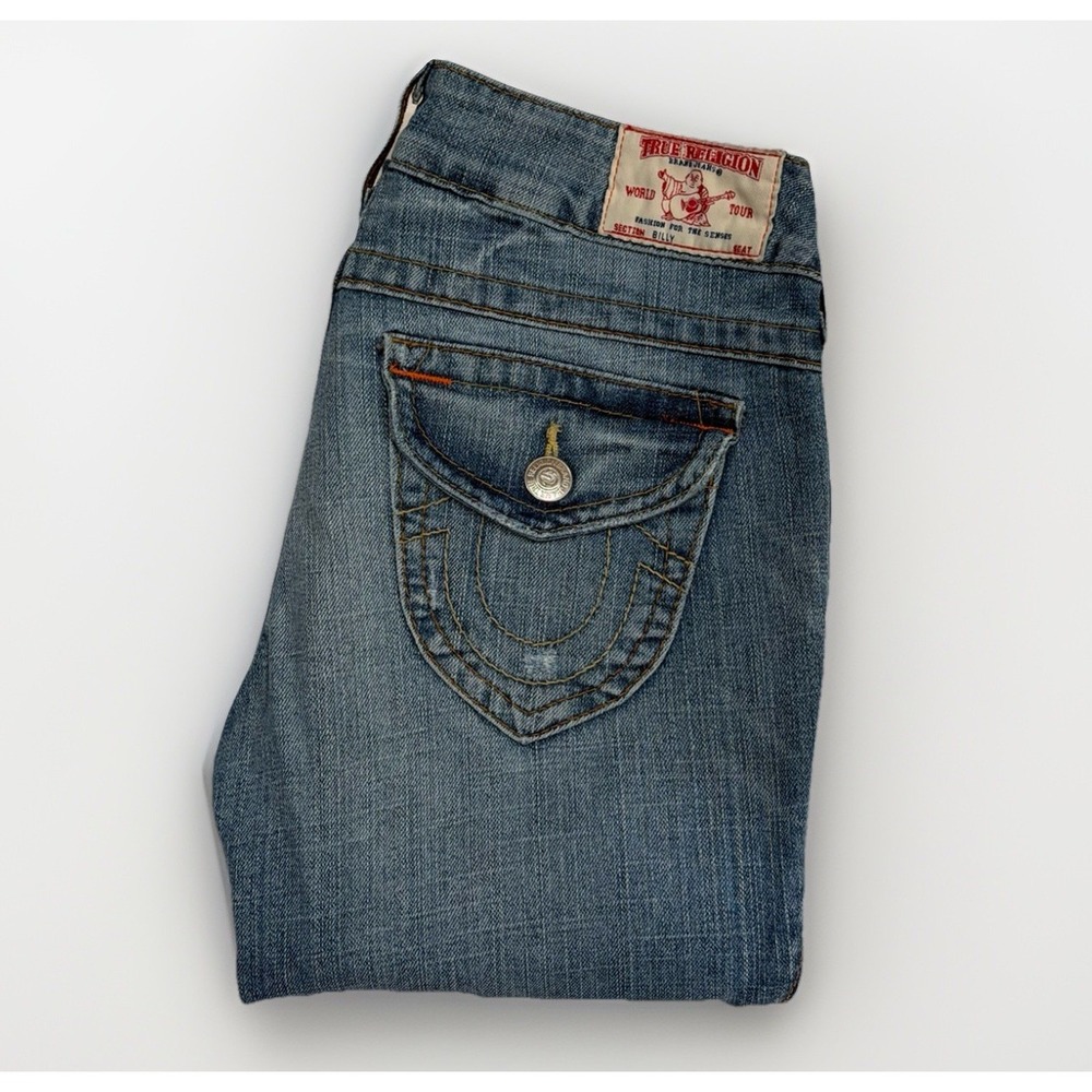 True Religion Billy‎ Jeans Womens 27 Light Low Rise Straight USA Y2K Disstressed